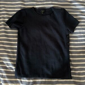 Navy blue Short Sleeve Top with Button Detail